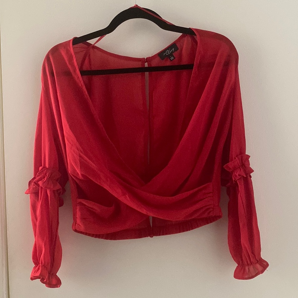 Red long V neck
